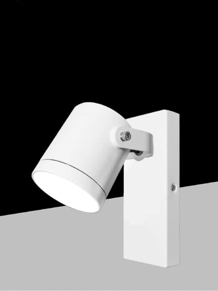 Applique A Parete Faretto Orientabile Attacco Gu10 Lampada X Muro Esterno Bianco - 5