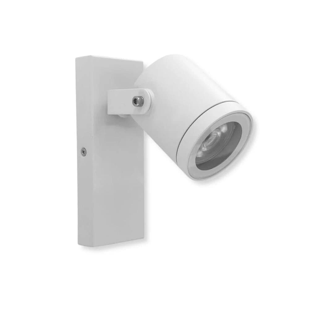 Applique A Parete Faretto Orientabile Attacco Gu10 Lampada X Muro Esterno Bianco - 2