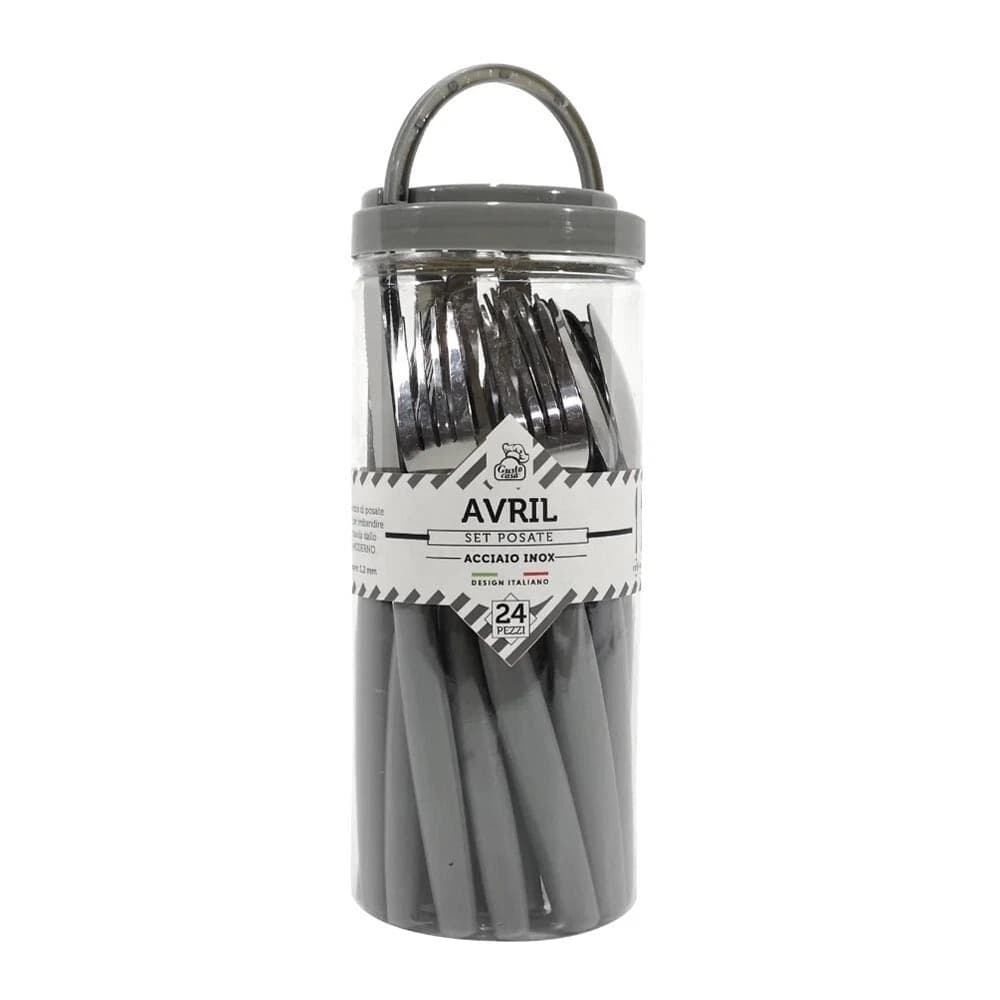 Set 24 Posate In Acciaio Inox Servizio Da Tavola Per 6 Persone Grigio - 2