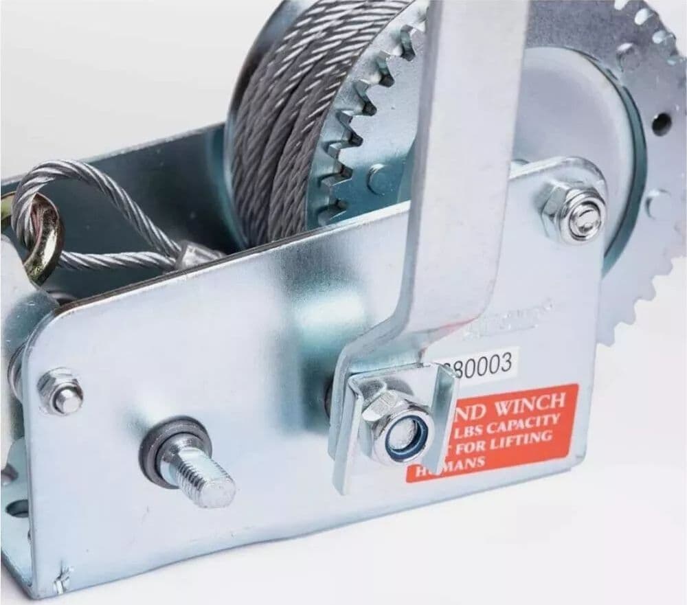 Verricello Manuale Paranco Montacarichi Gancio Argano 1200 Lb Cavo Acciaio 6 Mt - 3