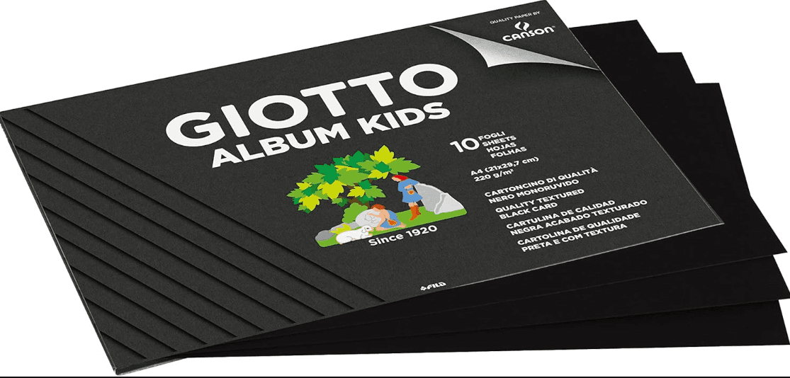 Giotto -  Album Kids da 10 fogli carta nera monoruvida, A4, 220g/m2 (F580600) - 2