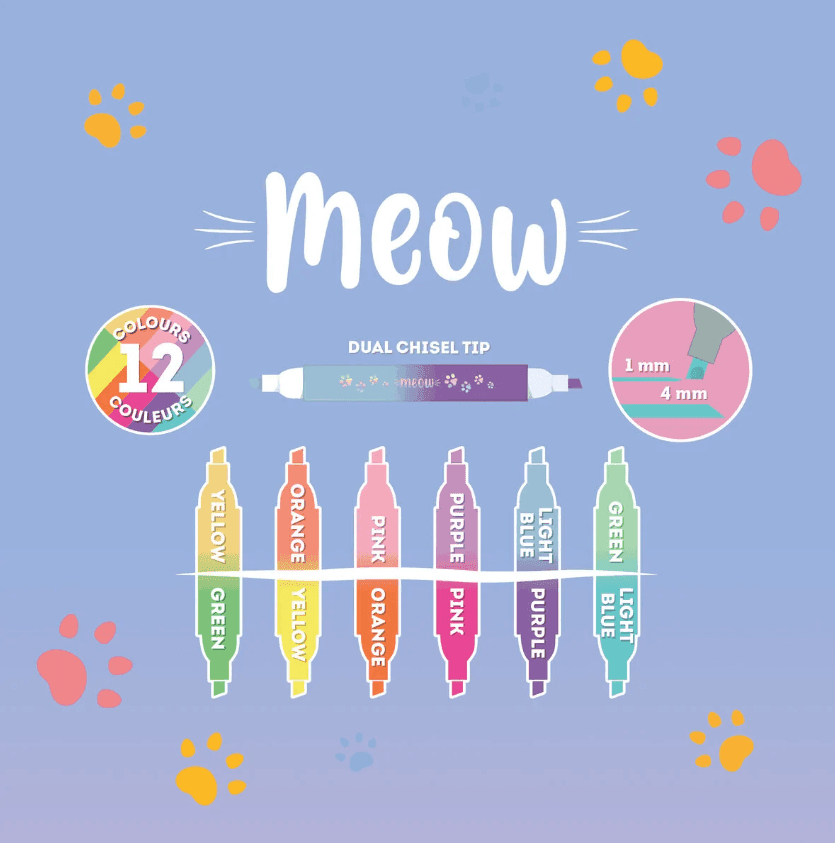 Legami - Set di 6 Evidenziatori Doppia Punta - Meow (MHL0002) - 6