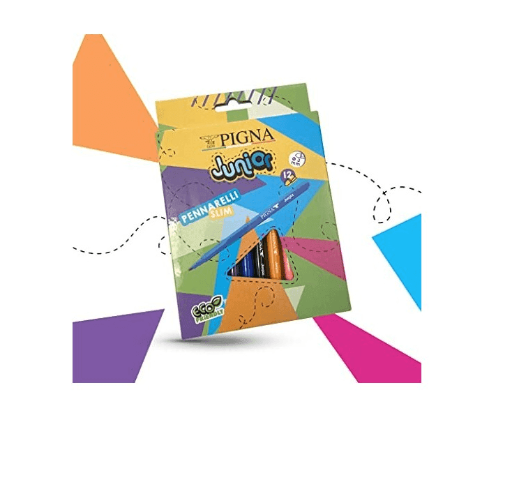 Pigna - Box Pennarelli Maxi baby conf.12+6 e Pennarelli Junior 12 Large e 12 Slim + 1 Compasso colore casuale. - 3