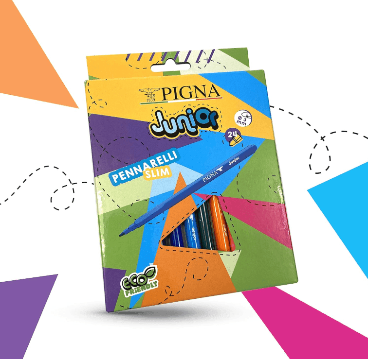 Pigna - Box Offerta Limitata Pennarelli Maxi baby conf.12+6 e Pennarelli Junior 24 Large e 24 Slim + 1 Compasso colore casuale. - 3