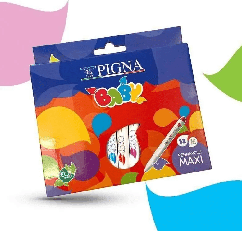 Pigna - Box Offerta Limitata Pennarelli Maxi baby conf.12+6 e Pennarelli Junior 24 Large e 24 Slim + 1 Compasso colore casuale. - 4