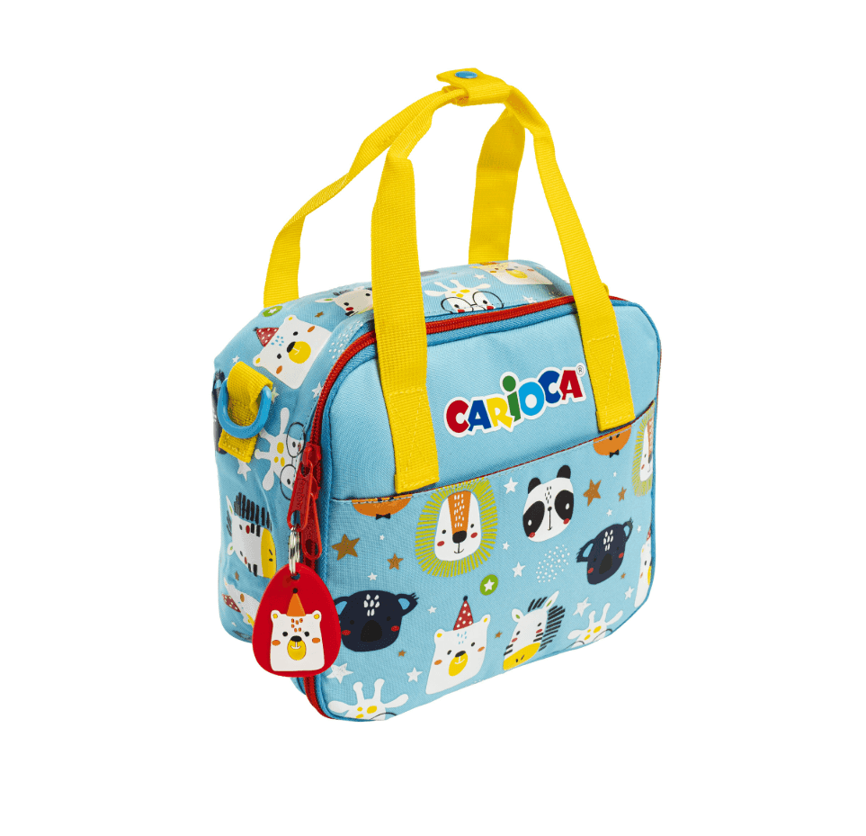 Carioca - Borsa termica Porta Merenda Animal Boy Blu con stampa animalier e chiusura a zip