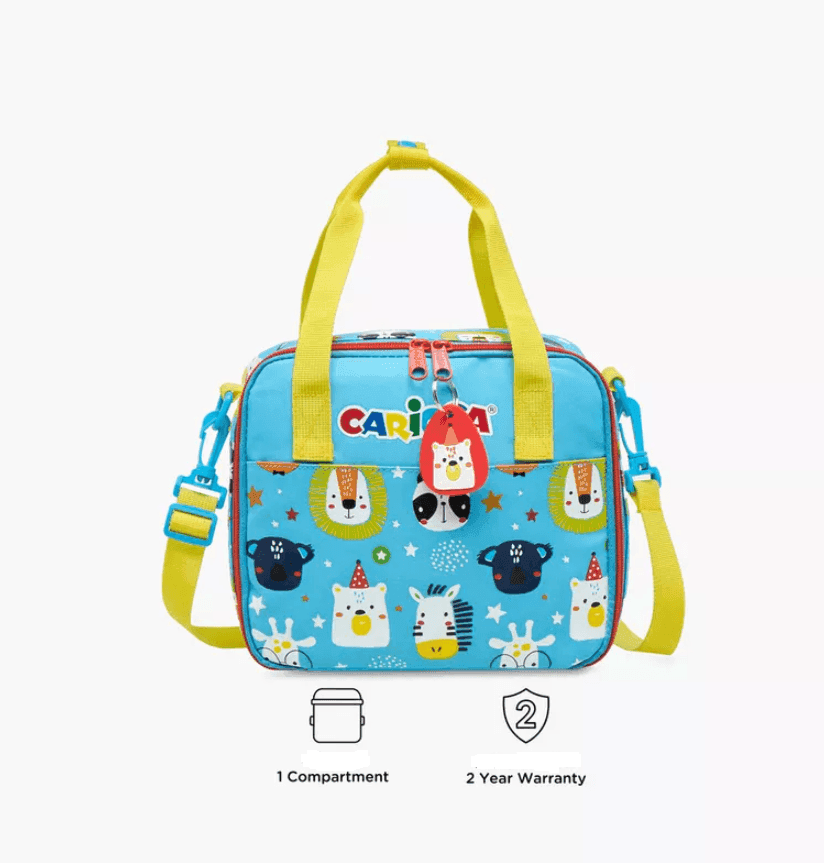 Carioca - Borsa termica Porta Merenda Animal Boy Blu con stampa animalier e chiusura a zip - 5