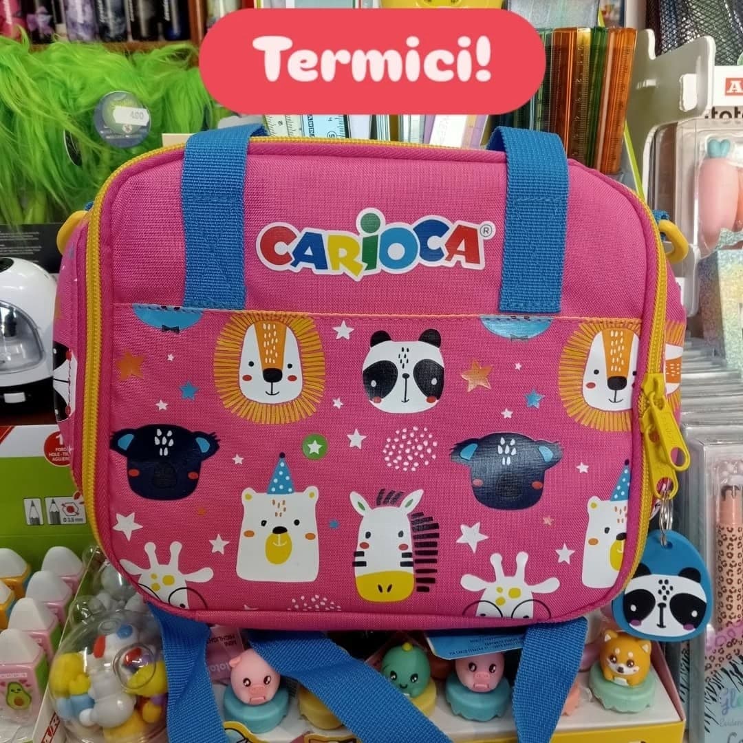 Carioca - Borsa termica Porta Merenda Animal Girl Rosa con stampa animalier e chiusura a zip - 2