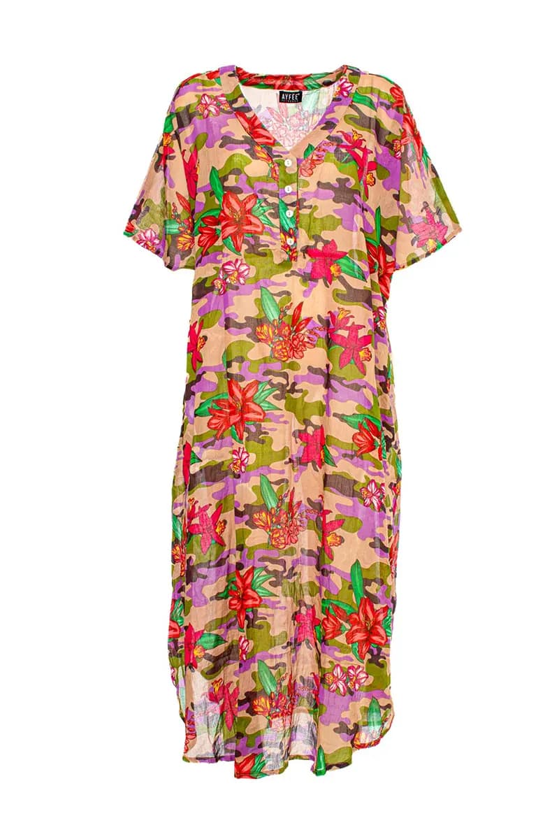 AYFEE | Kaftano midi con spacchi Camouflage &amp; Flowers - 2