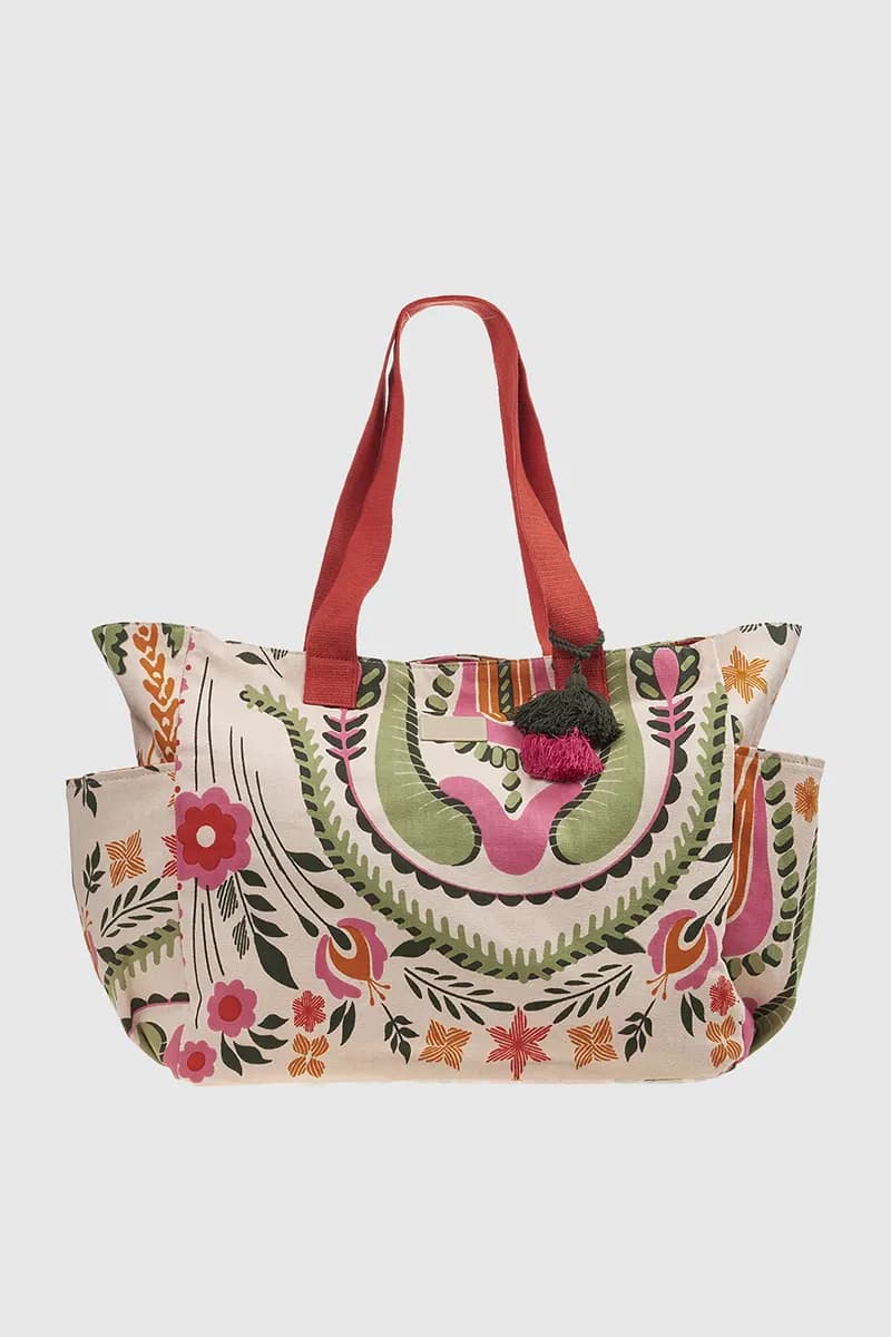 VERDE FASHION | Borsa mare in cotone fantasia floreale - 5