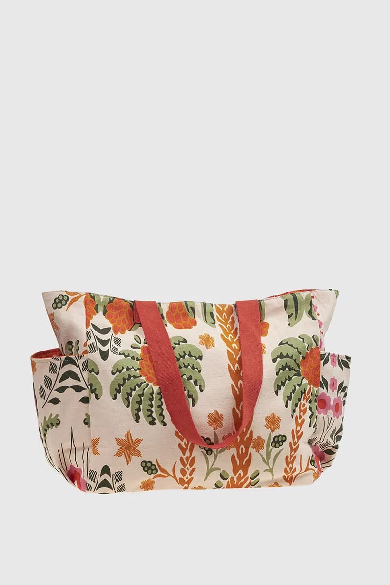 VERDE FASHION | Borsa mare in cotone fantasia floreale - 2