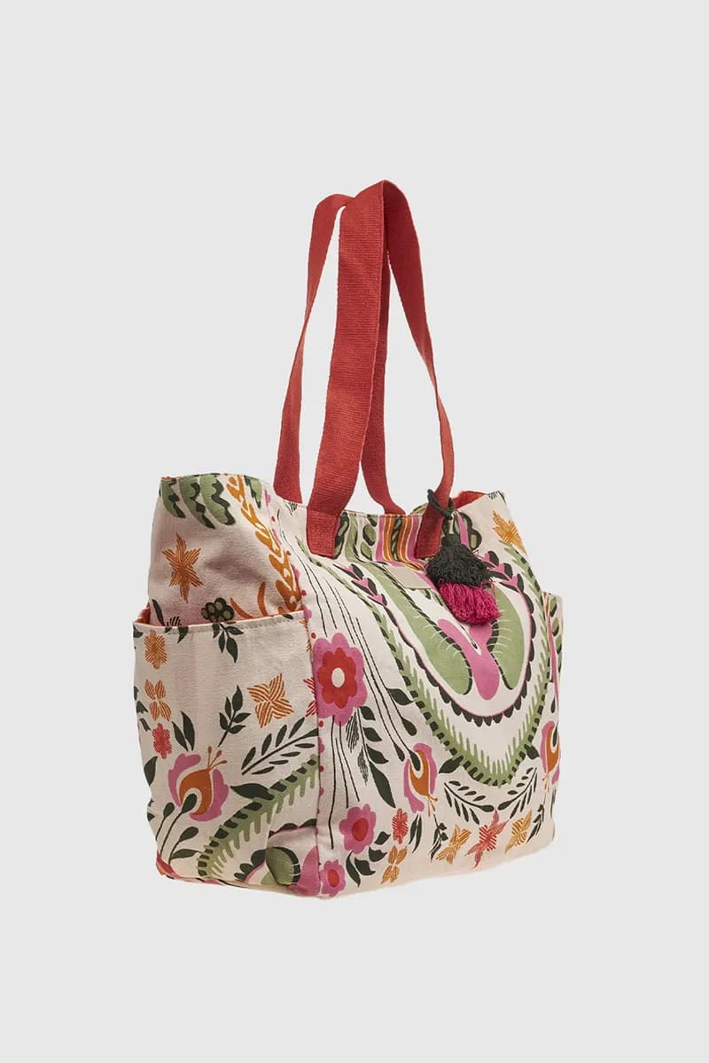 VERDE FASHION | Borsa mare in cotone fantasia floreale - 3