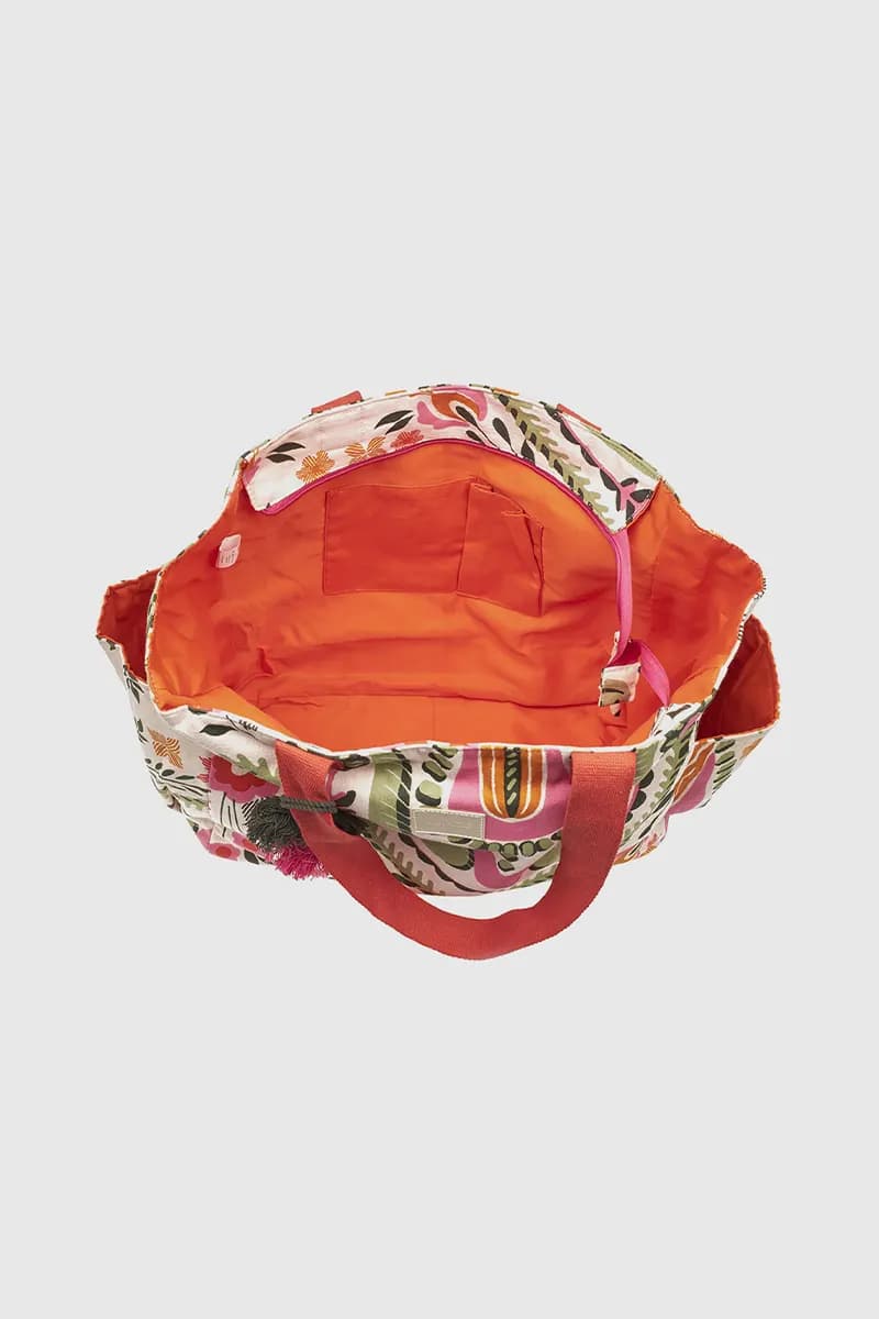 VERDE FASHION | Borsa mare in cotone fantasia floreale - 4