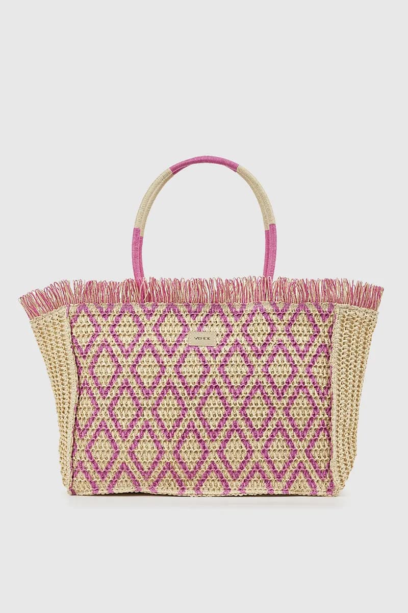 VERDE FASHION | Borsa mare in paglia fantasia geometrica - 15