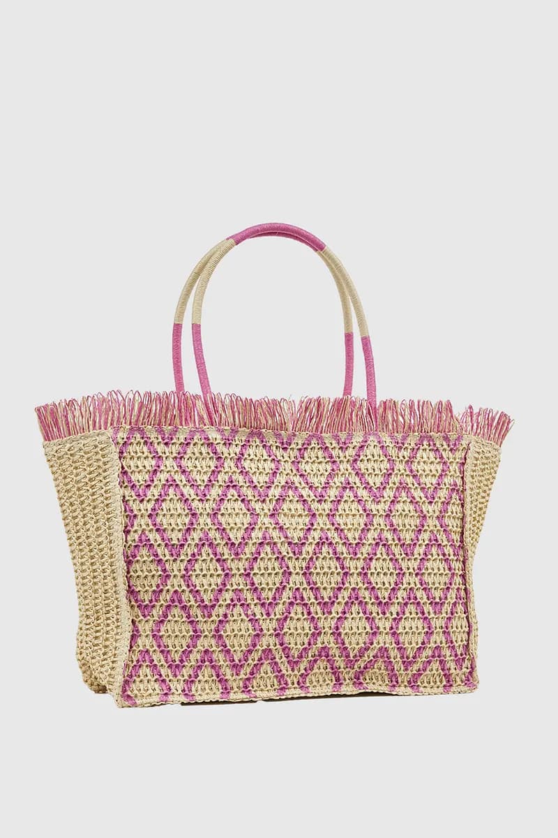 VERDE FASHION | Borsa mare in paglia fantasia geometrica - 2