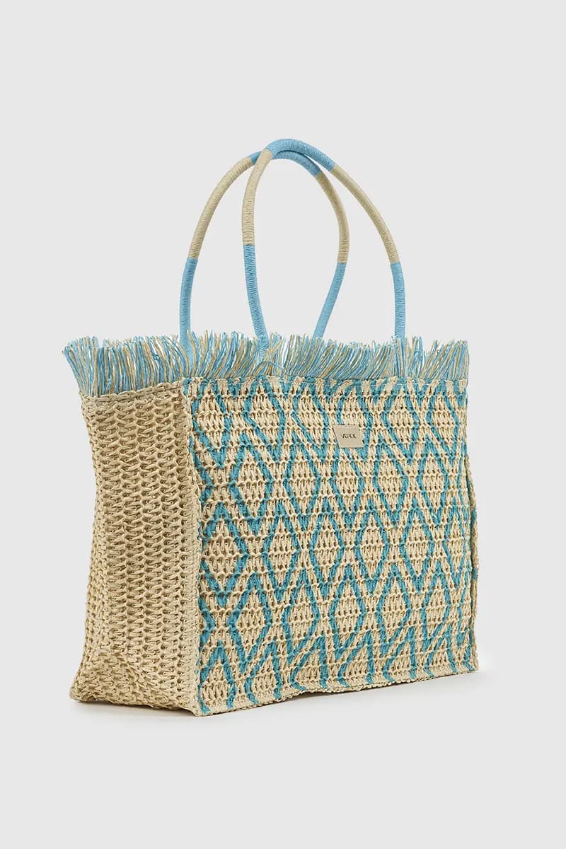 VERDE FASHION | Borsa mare in paglia fantasia geometrica - 11