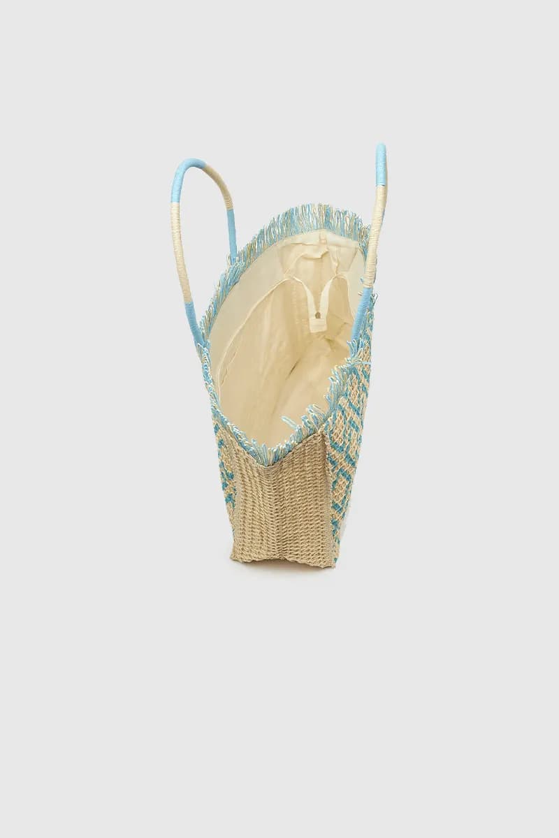 VERDE FASHION | Borsa mare in paglia fantasia geometrica - 12