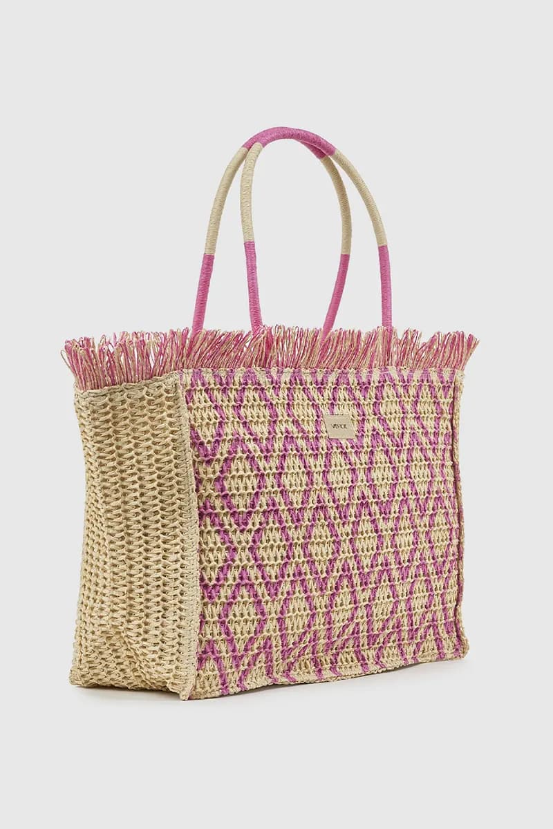 VERDE FASHION | Borsa mare in paglia fantasia geometrica - 3