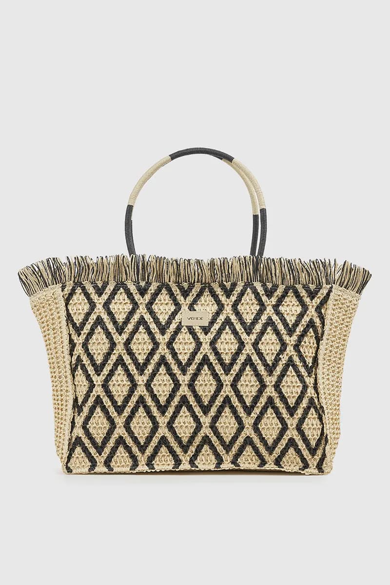 VERDE FASHION | Borsa mare in paglia fantasia geometrica - 5