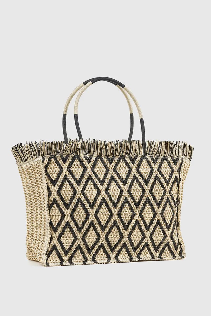 VERDE FASHION | Borsa mare in paglia fantasia geometrica - 6