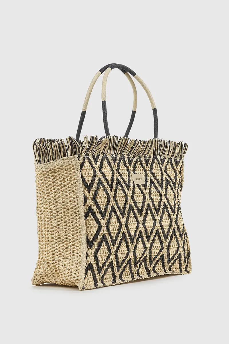 VERDE FASHION | Borsa mare in paglia fantasia geometrica - 7