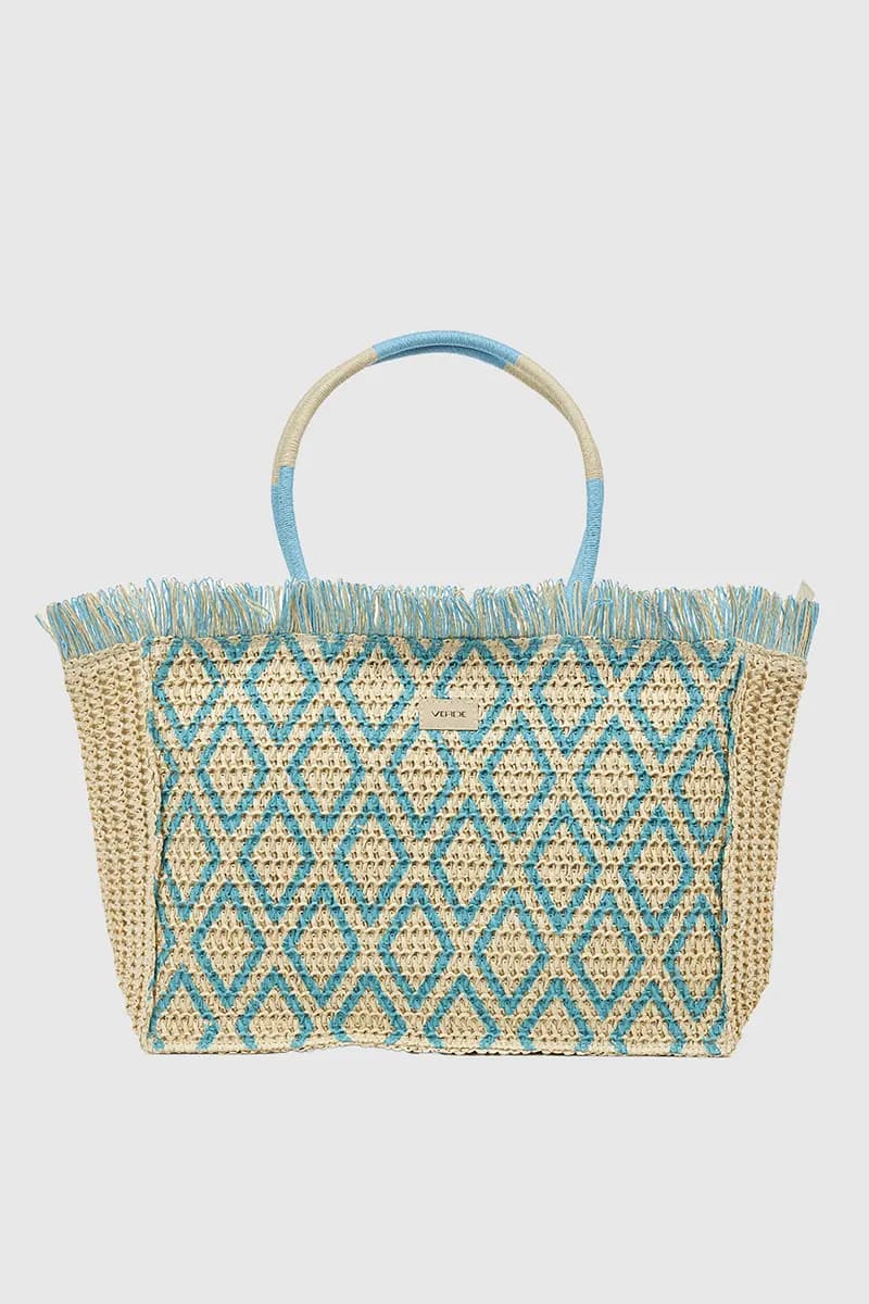 VERDE FASHION | Borsa mare in paglia fantasia geometrica - 9