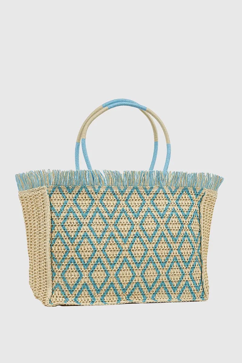 VERDE FASHION | Borsa mare in paglia fantasia geometrica - 10