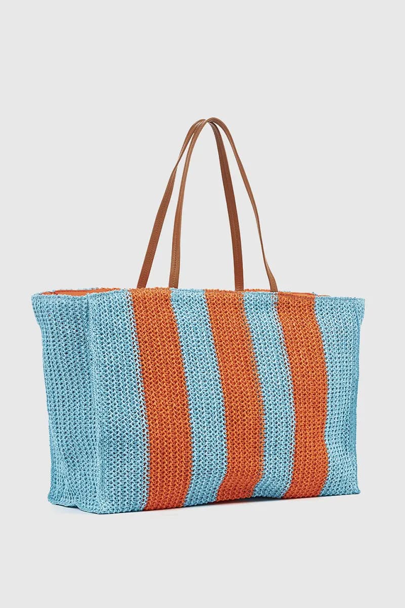 VERDE FASHION | Borsa mare in paglia a righe - 2