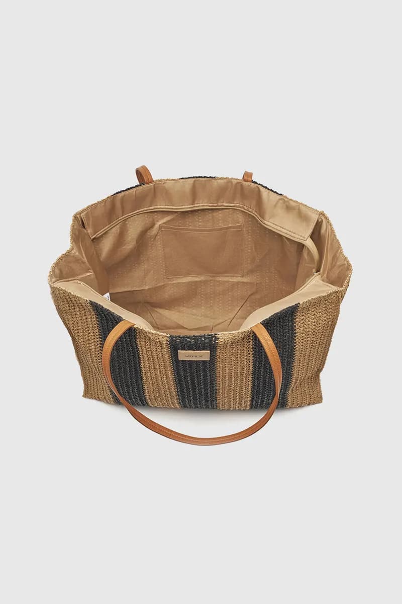 VERDE FASHION | Borsa mare in paglia a righe - 8