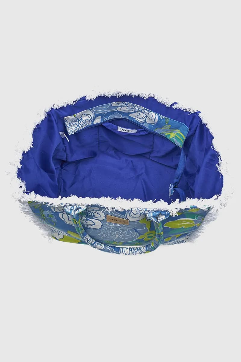 VERDE FASHION | Borsa mare in cotone fantasia fiori - 4