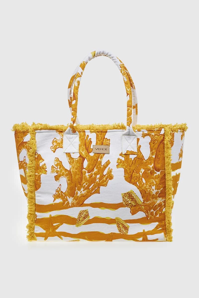VERDE FASHION | Borsa mare in cotone fantasia coralli - 5