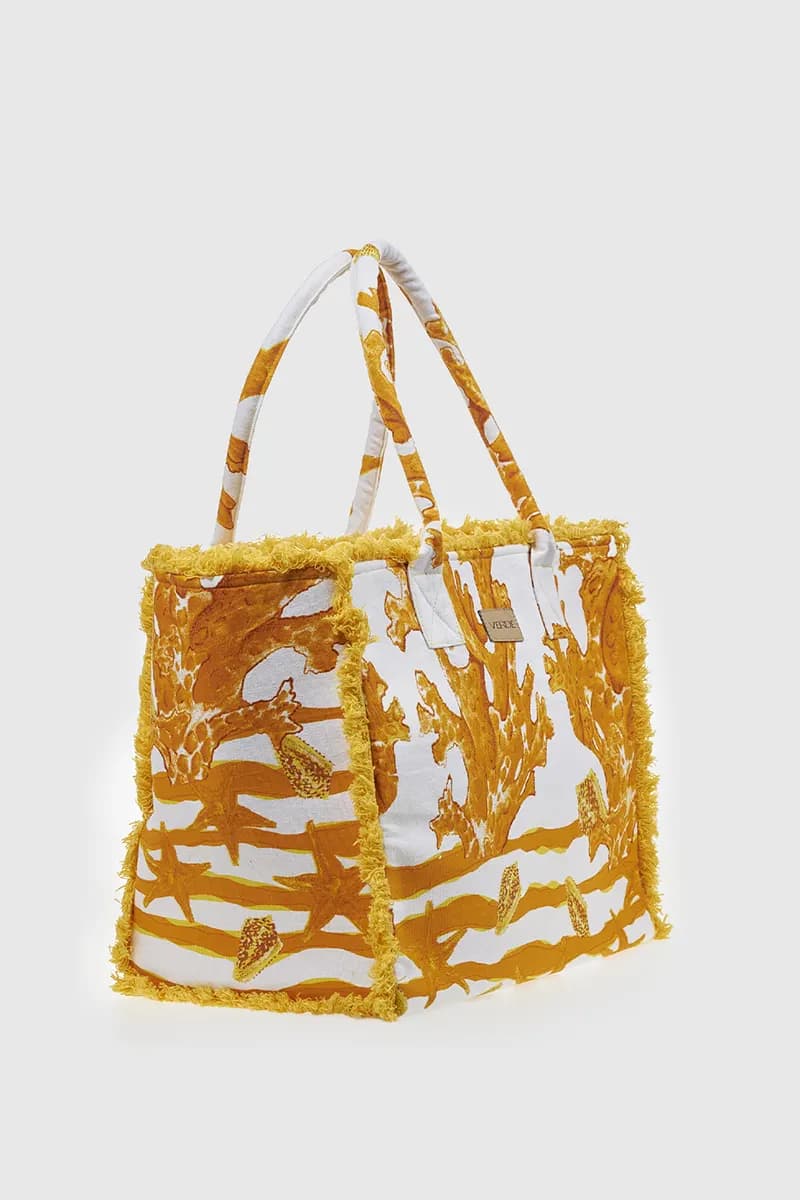 VERDE FASHION | Borsa mare in cotone fantasia coralli - 3
