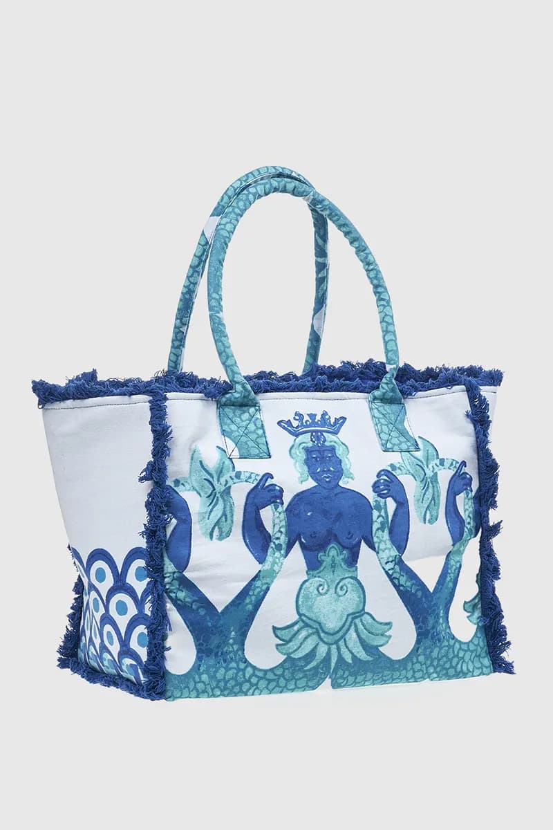 VERDE FASHION | Borsa mare in cotone fantasia tritoni - 2