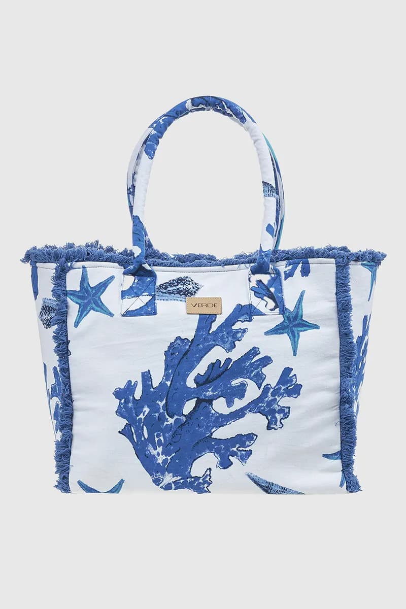 VERDE FASHION | Borsa mare in cotone fantasia coralli - 5