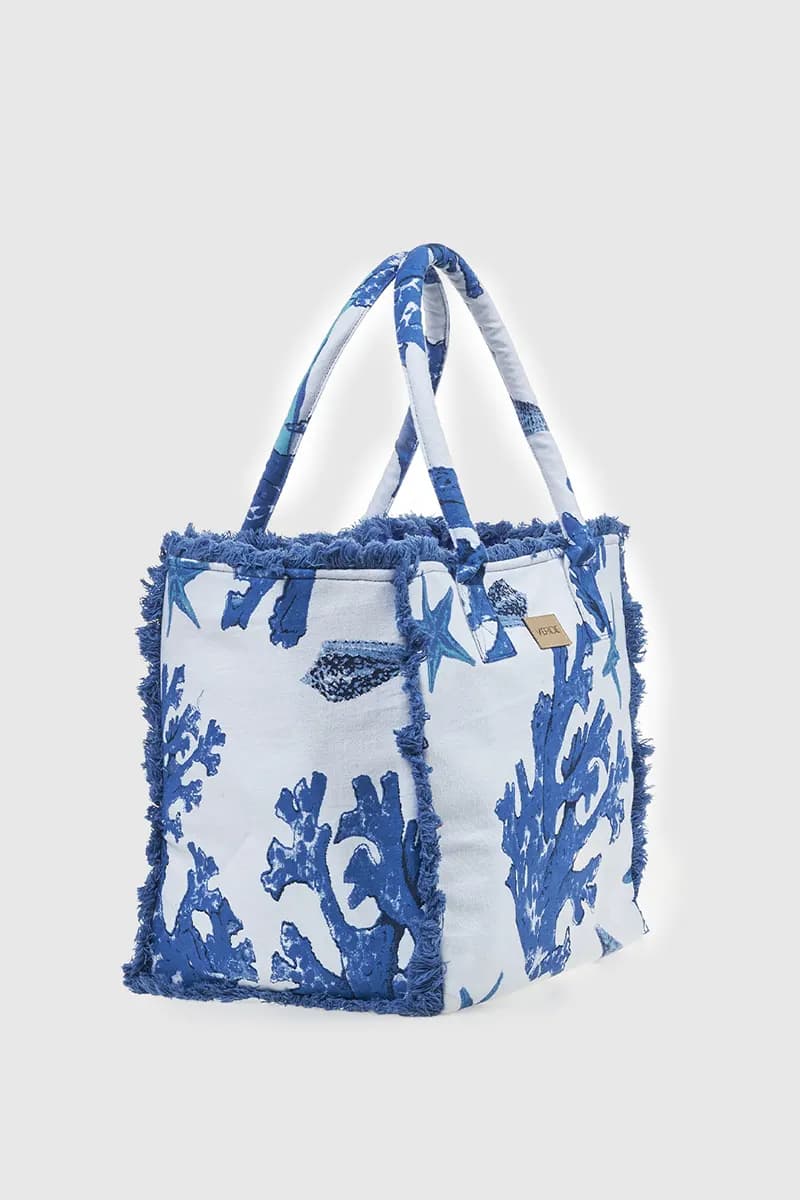 VERDE FASHION | Borsa mare in cotone fantasia coralli - 3