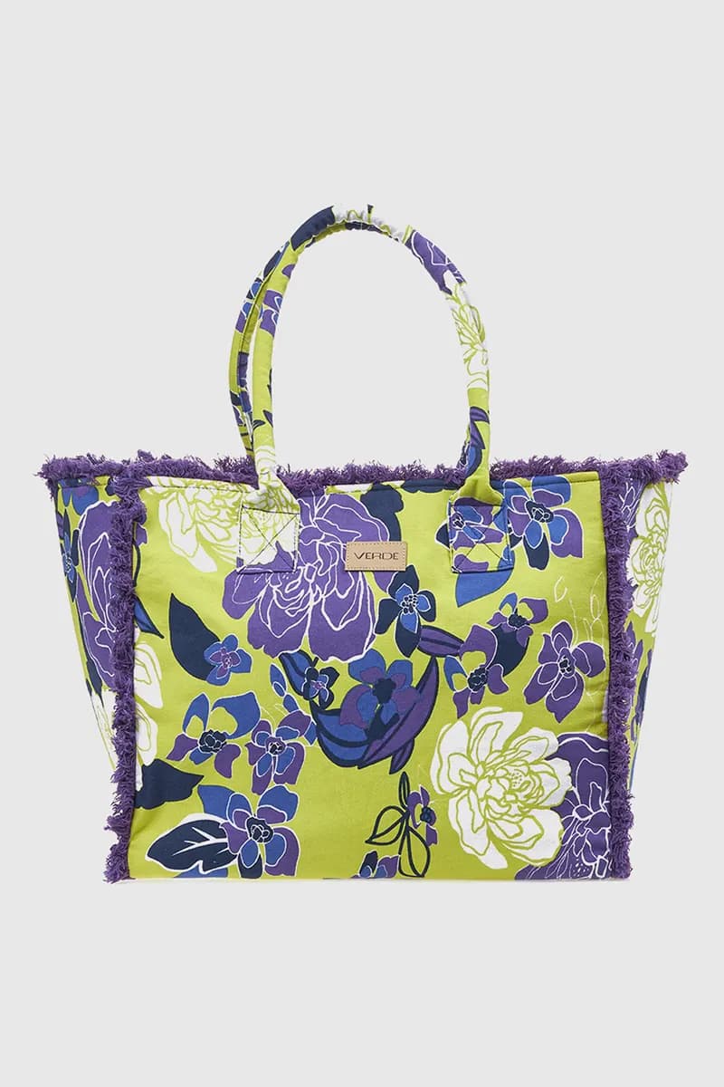 VERDE FASHION | Borsa mare in cotone fantasia fiori - 5