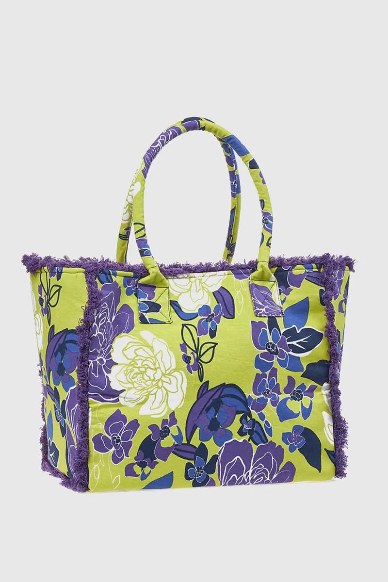 VERDE FASHION | Borsa mare in cotone fantasia fiori - 2