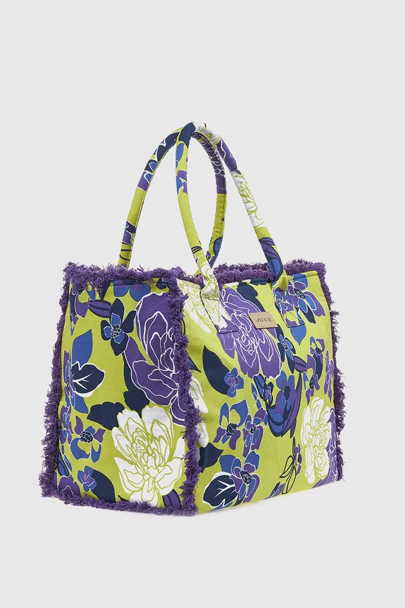 VERDE FASHION | Borsa mare in cotone fantasia fiori - 3