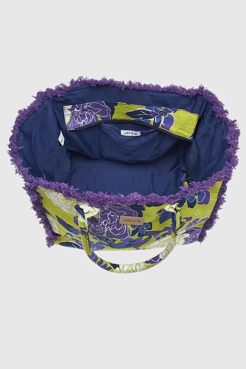 VERDE FASHION | Borsa mare in cotone fantasia fiori - 4
