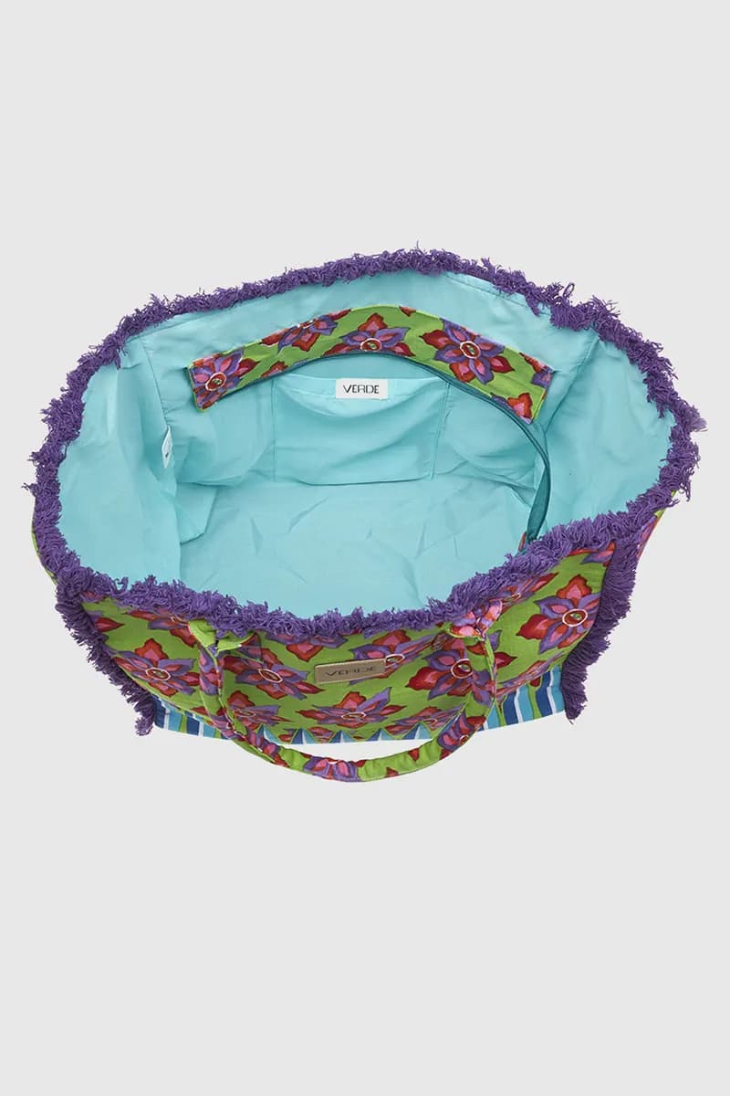 VERDE FASHION | Borsa mare in cotone fantasia floreale - 4