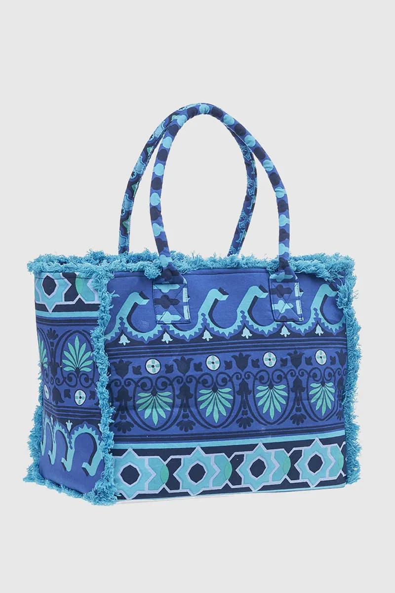 VERDE FASHION | Borsa mare in cotone fantasia geometrica - 2