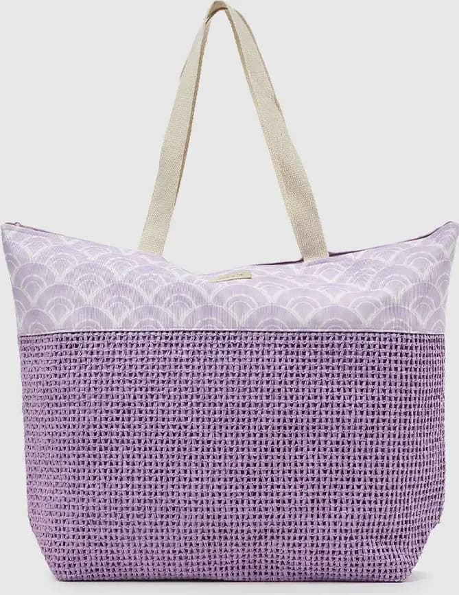 VERDE FASHION | Borsa mare in paglia e tessuto fantasia onde - 10