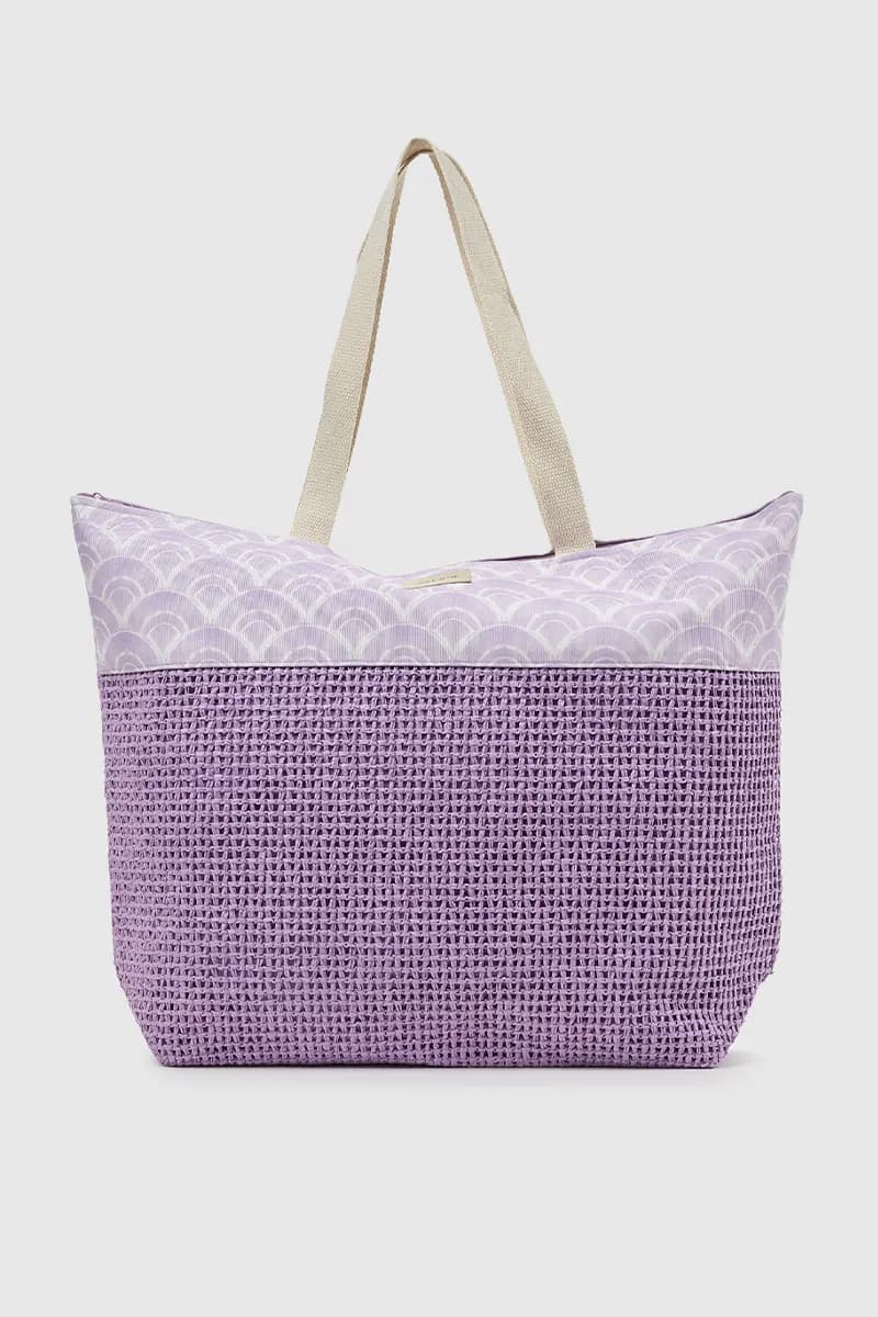 VERDE FASHION | Borsa mare in paglia e tessuto fantasia onde - 10
