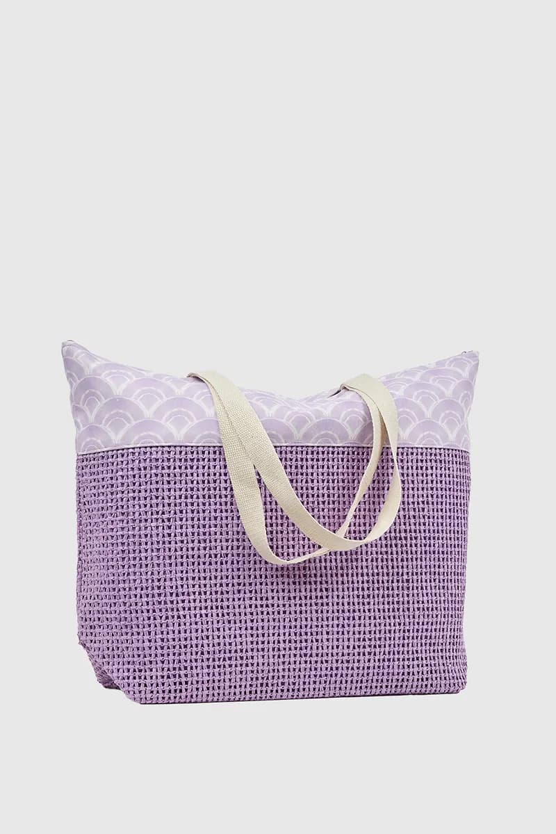 VERDE FASHION | Borsa mare in paglia e tessuto fantasia onde - 2