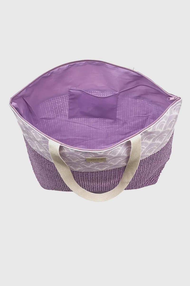 VERDE FASHION | Borsa mare in paglia e tessuto fantasia onde - 4