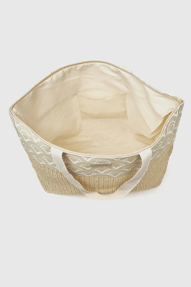 VERDE FASHION | Borsa mare in paglia e tessuto fantasia onde - 8