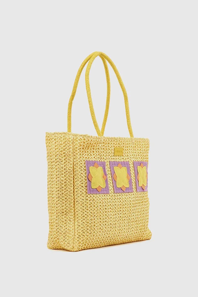 VERDE FASHION | Borsa mare in paglia con applicazioni - 3
