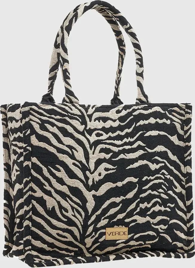 VERDE FASHION | Borsa mare tote in tessuto fantasia animalier - 2