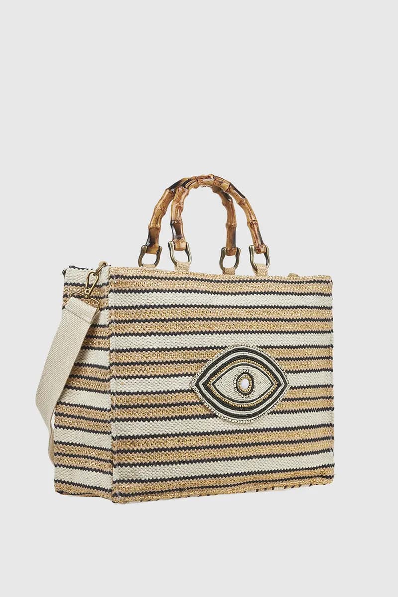 VERDE FASHION | Borsa mare occhio in cotone con tracolla - 3