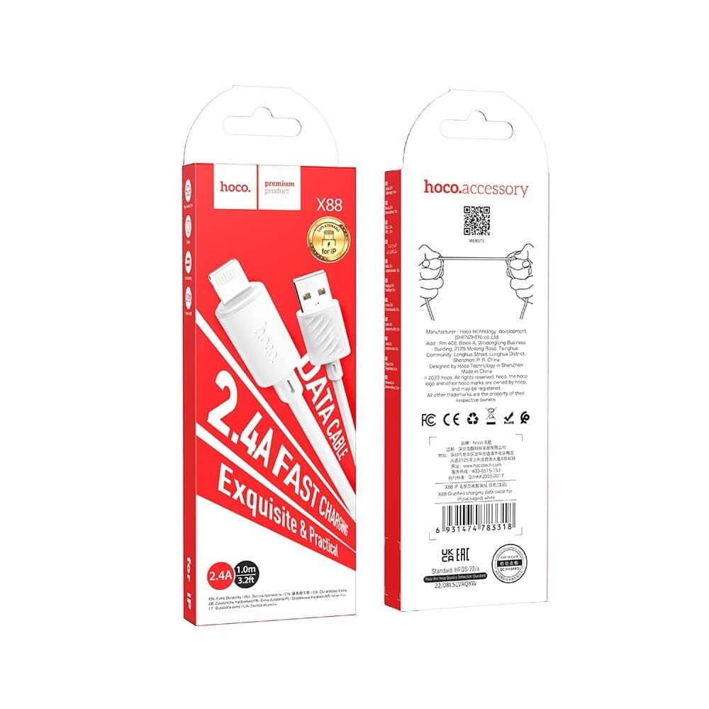 CAVO DI RICARICA HOCO USB-A A LIGHTNING 1M X88 BIANCO